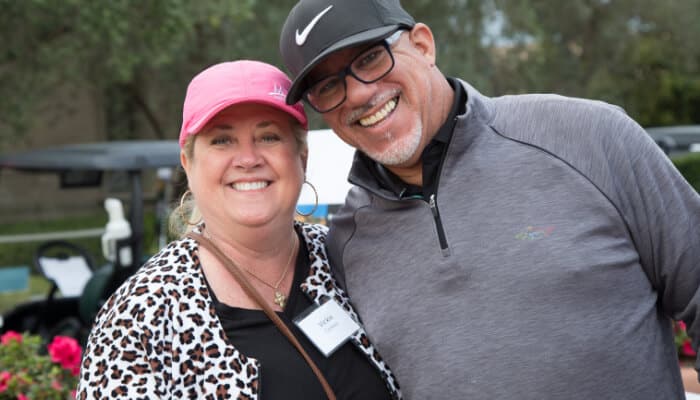 couple smiling at 2020 Nonprofit Golf Tournament